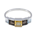 Multi Stone Penta Turkish Silver multicolor Gems Delicate Contemporary Ring Jewellery