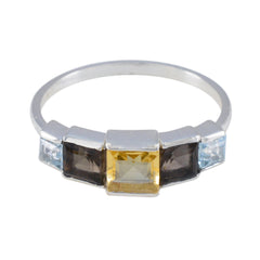 Multi Stone Penta Turkish Silver multicolor Gems Delicate Contemporary Ring Jewellery