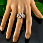 Multi Stone Hepta Indian 925 Sterling Silver multicolor Gemstones Featherlight Contemporary Ring Jewellery