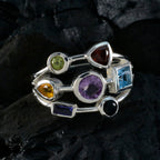 Multi Stone Hepta Indian 925 Sterling Silver multicolor Gemstones Featherlight Contemporary Ring Jewellery