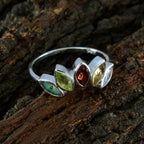 Multi Stone Penta Turkish Sterling Silver multicolor Gemstones Delicate crown Ring Jewellery