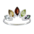Multi Stone Penta Turkish Sterling Silver multicolor Gemstones Delicate crown Ring Jewellery