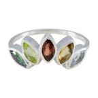 Multi Stone Penta Turkish Sterling Silver multicolor Gemstones Delicate crown Ring Jewellery