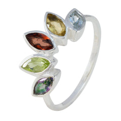 Multi Stone Penta Turkish Sterling Silver multicolor Gemstones Delicate crown Ring Jewellery