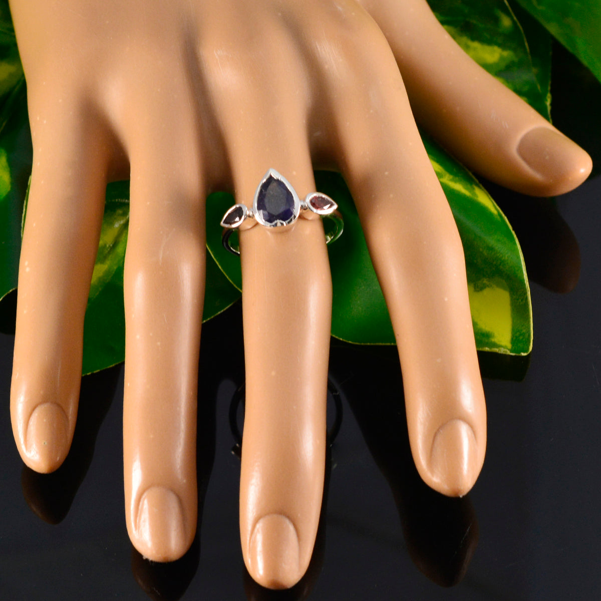 Multi Stone Trilogy Korean 925 Sterling Silver multicolor Gemstone Dainty Abstract Ring Jewelry