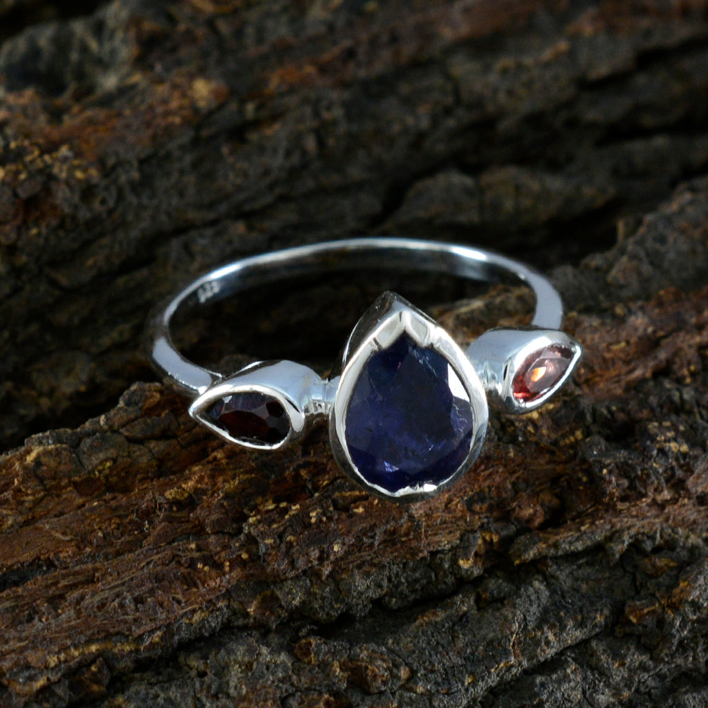 Multi Stone Trilogy Koreanischer 925 Sterling Silber mehrfarbiger Edelstein Zierlicher abstrakter Ring Schmuck