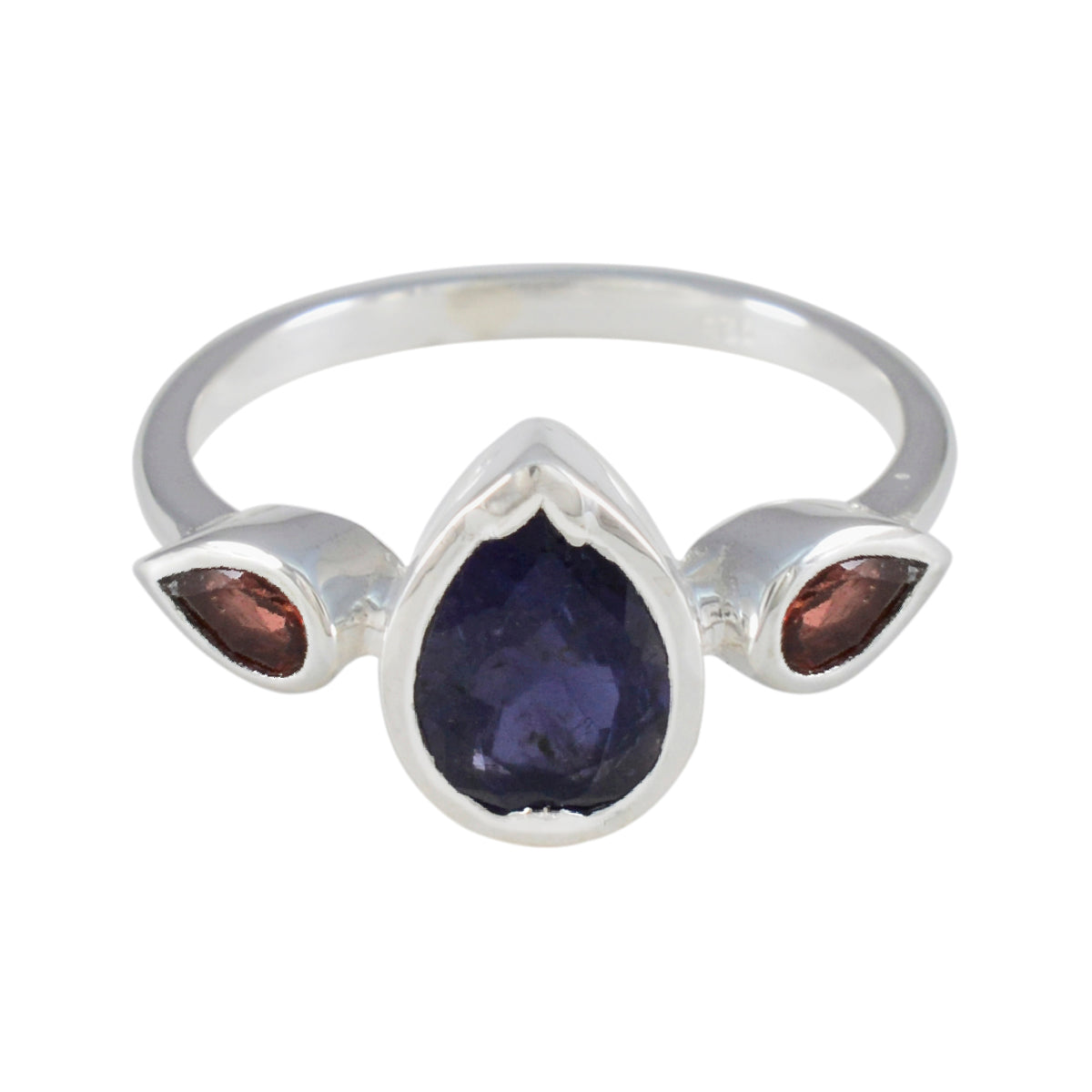 Multi Stone Trilogy Koreanischer 925 Sterling Silber mehrfarbiger Edelstein Zierlicher abstrakter Ring Schmuck Hauptbild
