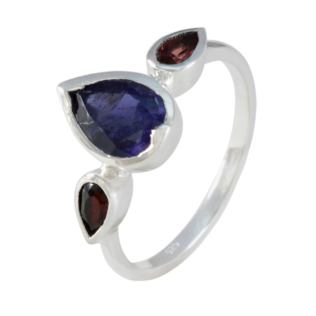 Anello astratto con pietra preziosa multicolore in argento sterling 925 coreano Trilogy Multi Stone Immagine secondaria del prodotto