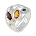 Multi Stone Penta Russian 925 Sterling Silver multicolor Gemstones Eye catching Contemporary Ring Jewelry