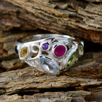 Multi Stone multiple Egyptian 92.5 Silver multicolor Gemstone Minimal Cocktail Ring Jewellery