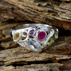 Multi Stone multiple Egyptian 92.5 Silver multicolor Gemstone Minimal Cocktail Ring Jewellery