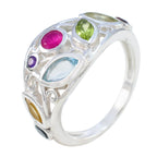 Multi Stone multiple Egyptian 92.5 Silver multicolor Gemstone Minimal Cocktail Ring Jewellery