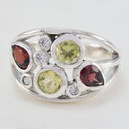 Multi Stone quarter French Silver multicolor Gems Minimal Love Ring Jewelry