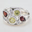 Multi Stone quarter French Silver multicolor Gems Minimal Love Ring Jewelry