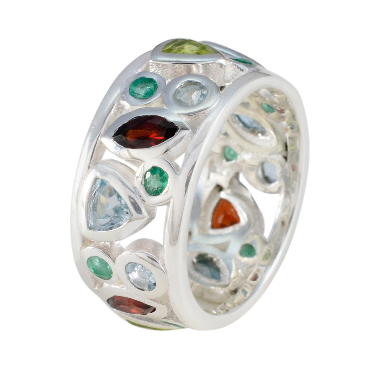 Multi Stone multiple German Silver multicolor Gems Essential  Eternity Band Jewellery