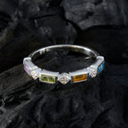 Multi Stone quarter American 925 Silver multicolor Gemstones Dainty Trendy Band Jewelry