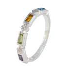 Multi Stone quarter American 925 Silver multicolor Gemstones Dainty Trendy Band Jewelry