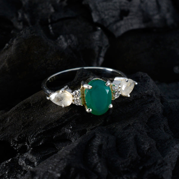 Multi Stone Trilogy American 925 Sterling Silver multicolor Gems Delicate Trendy Ring Jewelry