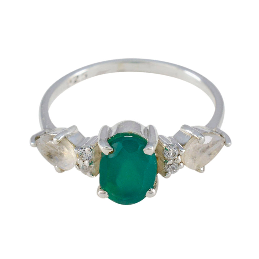 Multi Stone Trilogy American 925 Sterling Silver multicolor Gems Delicate Trendy Ring Jewelry