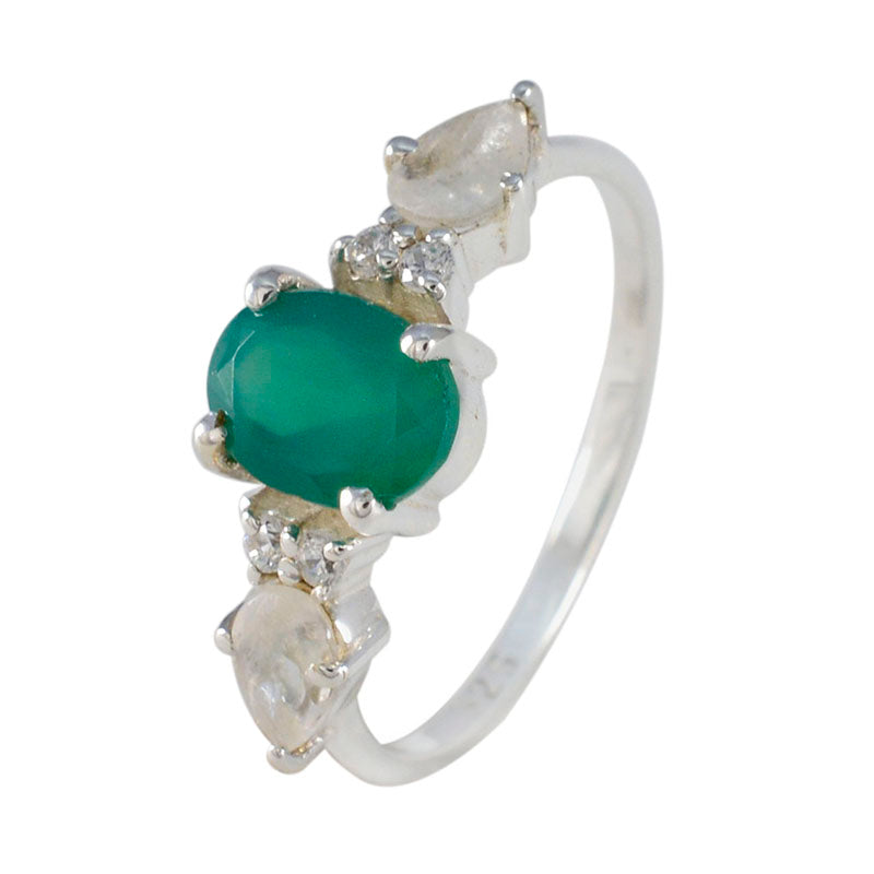 Multi Stone Trilogy American 925 Sterling Silver multicolor Gems Delicate Trendy Ring Jewelry