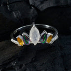 Multi Stone Penta Turkish 925 Silver multicolor Gemstones Elegant  crown Ring Jewelry