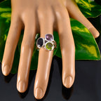 Multi Stone Trilogy Egyptian 925 Silver multicolor Gemstone Eye catching Cocktail Ring Jewellery