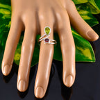 Multi Stone Toi et Moi Indian 92.5 Silver multicolor Gems Tiny Luxurious Ring Jewelry