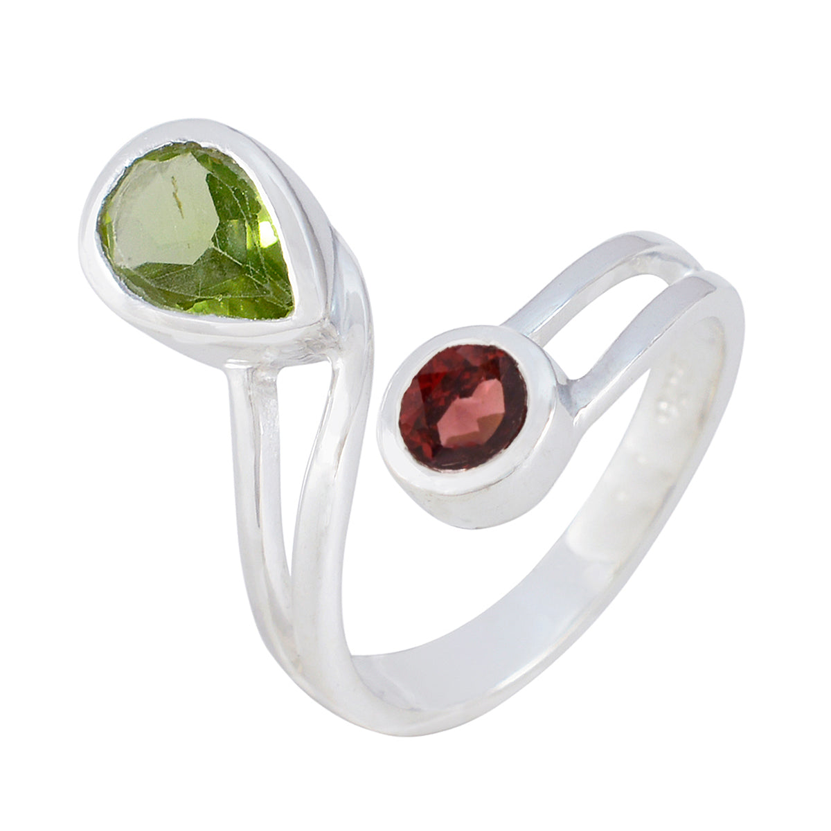 Multi Stone Toi et Moi Indian 92.5 Silver multicolor Gems Tiny Luxurious Ring Jewelry