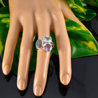 Multi Stone Trilogy French 92.5 Silver multicolor Gemstones Eye catching Cocktail Ring Jewelry