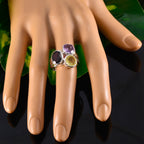 Multi Stone Trilogy German 925 Sterling Silver multicolor Gems Eye catching Cocktail Ring Jewellery