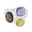 Multi Stone Trilogy African Sterling Silver multicolor Gemstones Eye catching Cocktail Ring Jewellery