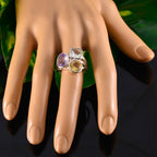 Multi Stone Trilogy Egyptian 925 Sterling Silver multicolor Gemstones Eye catching Cocktail Ring Jewelry