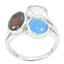 Multi Stone Trilogy Egyptian Silver multicolor Gems Mid weight Cocktail Ring Jewellery
