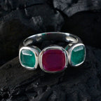 Multi Stone Trilogy German Sterling Silver multicolor Gemstone Slim Romantic Ring Jewelry