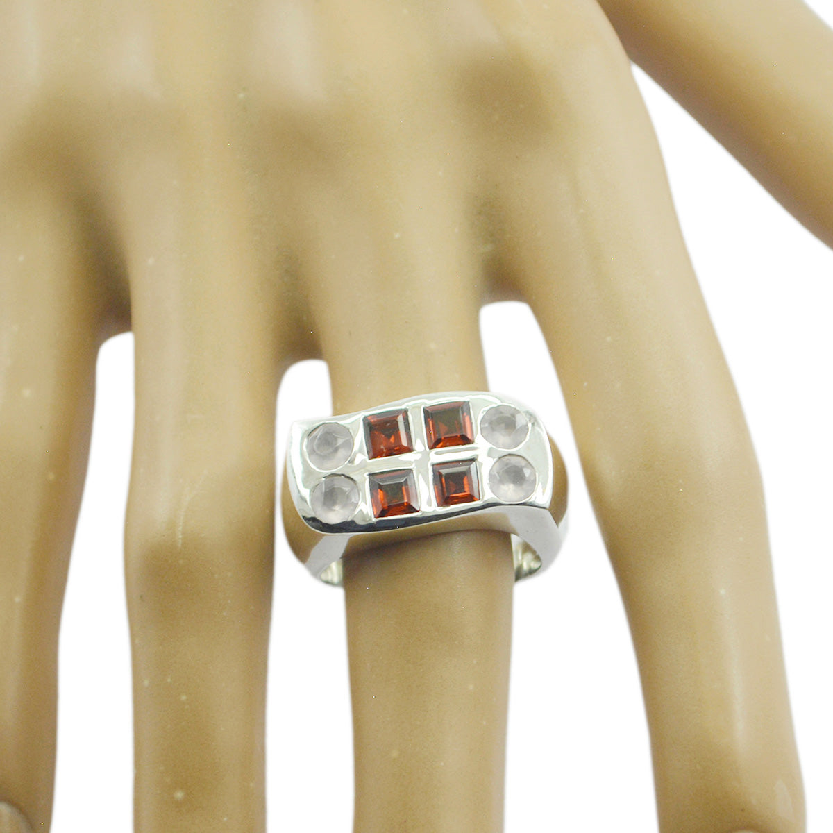 Multi Stone octa Spanish 92.5 Silver multicolor Gemstones Chunky Cocktail Ring Jewelry Secondary image