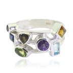Multi Stone multiple German Sterling Silver multicolor Gemstone Versatile Cocktail Ring Jewellery