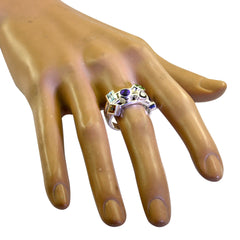 Multi Stone multiple German Sterling Silver multicolor Gemstone Versatile Cocktail Ring Jewellery