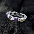 Multi Stone multiple Indian Sterling Silver multicolor Gemstone Classic Eternity Band Jewelry