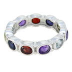 Multi Stone multiple Indian Sterling Silver multicolor Gemstone Classic Eternity Band Jewelry