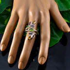 Multi Stone Hepta French 925 Silver multicolor Gemstones Mid weight Cocktail Ring Jewelry