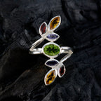 Multi Stone Hepta French 925 Silver multicolor Gemstones Mid weight Cocktail Ring Jewelry