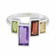 Multi Stone quarter German Silver multicolor Gemstone Featherlight Cocktail Ring Jewelry