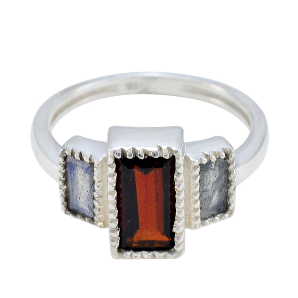 Multi Stone Trilogy German Sterling Silver multicolor Gemstone Featherlight Glamorous Ring Jewellery