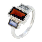 Multi Stone Trilogy German Sterling Silver multicolor Gemstone Featherlight Glamorous Ring Jewellery
