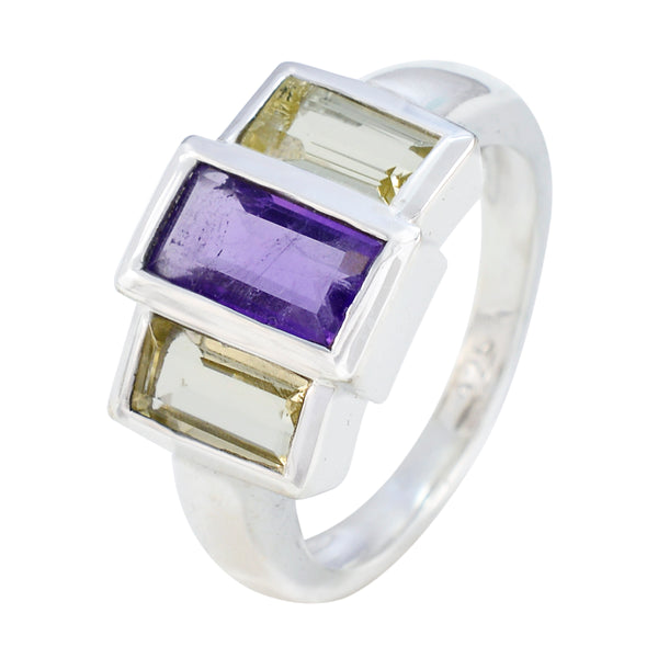 Multi Stone Trilogy German Silver multicolor Gems Minimal Modern Ring Jewellery