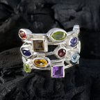 Multi Stone multiple Indian Sterling Silver multicolor Gemstone Eye catching Cocktail Ring Jewellery
