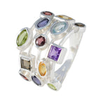 Multi Stone multiple Indian Sterling Silver multicolor Gemstone Eye catching Cocktail Ring Jewellery