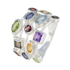 Multi Stone multiple Indian Sterling Silver multicolor Gemstone Eye catching Cocktail Ring Jewellery
