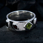 Multi Stone quarter Egyptian Silver multicolor Gemstones Minimal Abstract Band Jewellery