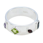 Multi Stone quarter Egyptian Silver multicolor Gemstones Minimal Abstract Band Jewellery